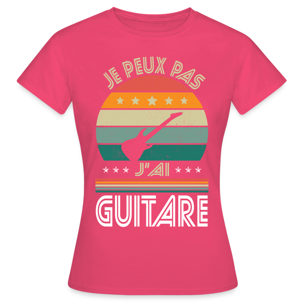 T-shirt Femme - Je peux pas j'ai Guitare - rose azalée