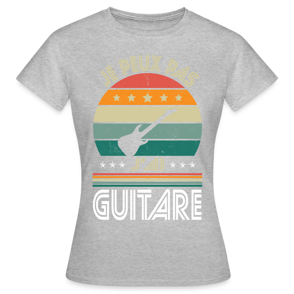 T-shirt Femme - Je peux pas j'ai Guitare - gris chiné