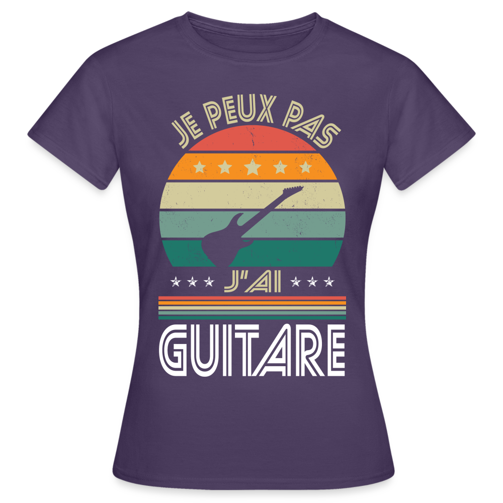 T-shirt Femme - Je peux pas j'ai Guitare - violet foncé