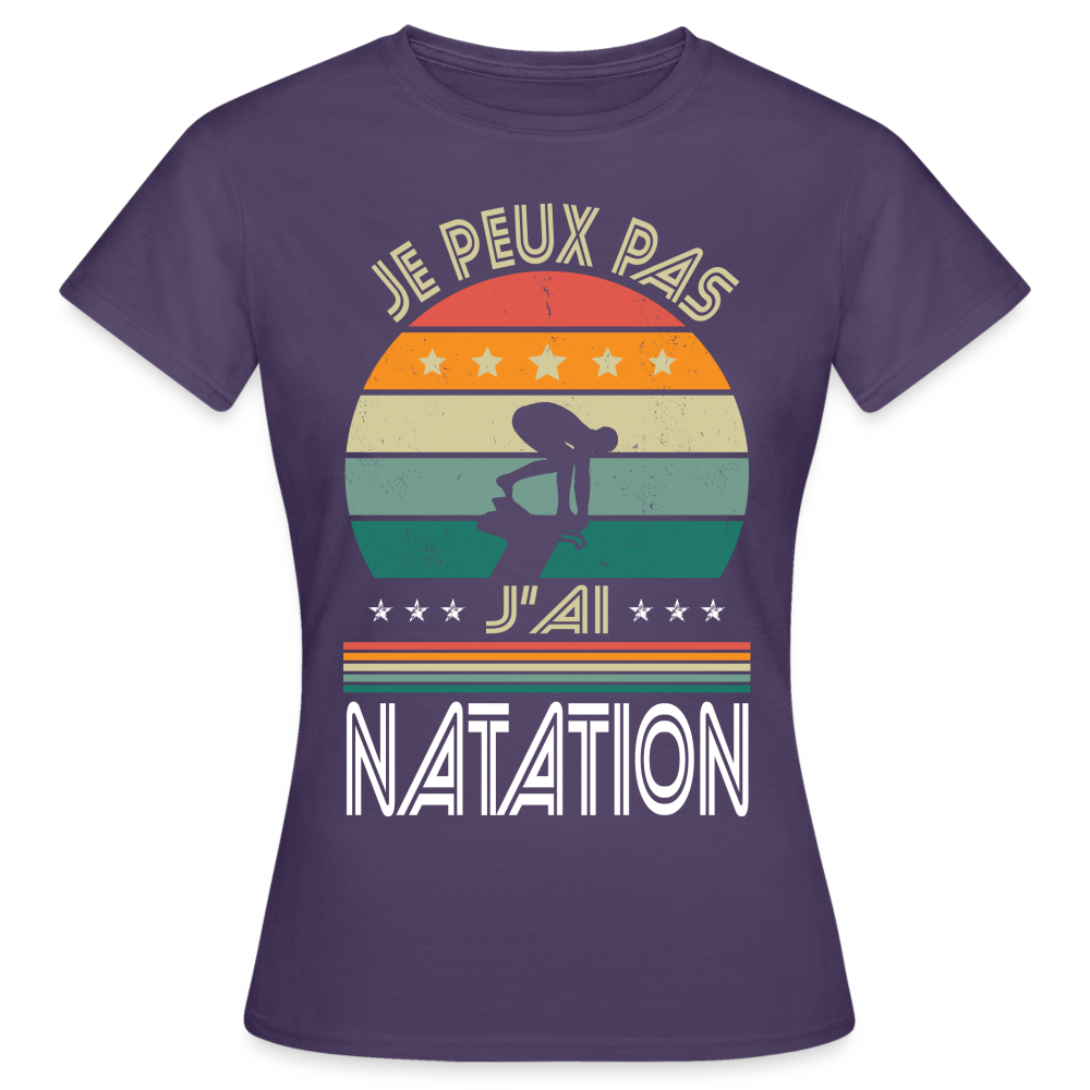 T-shirt Femme - Je peux pas j'ai Natation - violet foncé