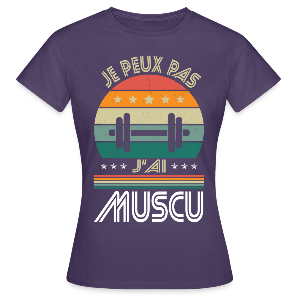 T-shirt Femme - Je peux pas j'ai Muscu - violet foncé