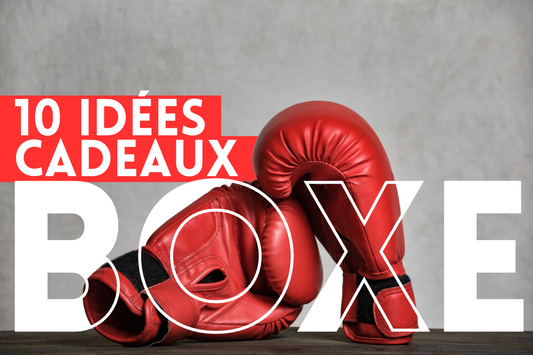 Image de gants de boxe avec le texte: "10 idées cadeaux boxe"