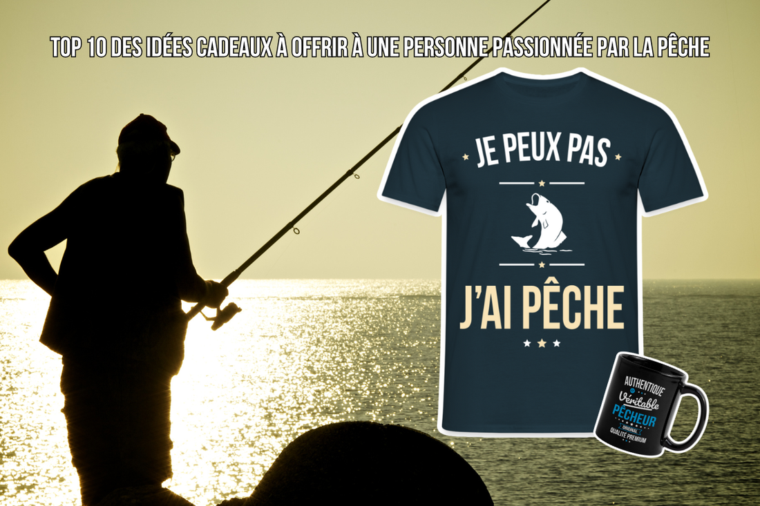 T-shirt humoristique “Je peux pas j’ai pêche” et mug pêche - idée cadeau originale pour passionné de pêche – Zertyshirt.fr
