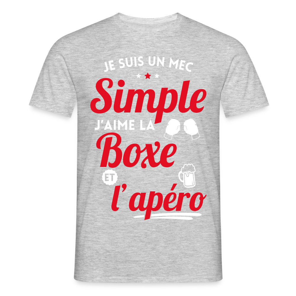 T-shirt Homme - J'aime la boxe et l'apéro - gris chiné