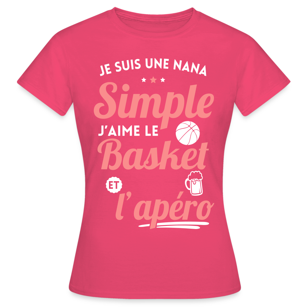 T-shirt Femme - J'aime le basket et l'apéro - rose azalée
