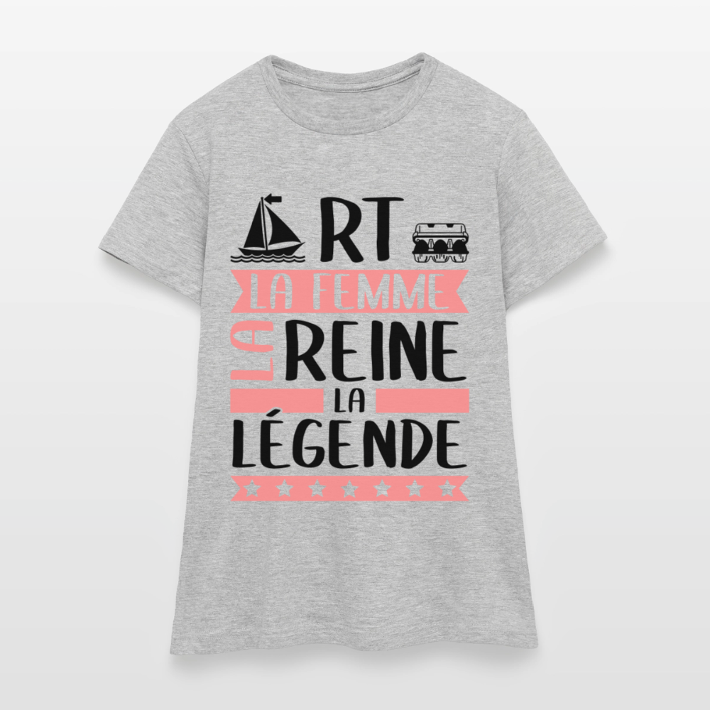T-shirt femme coloris clair Marthe rébus – La Femme, la reine, la légende - gris chiné