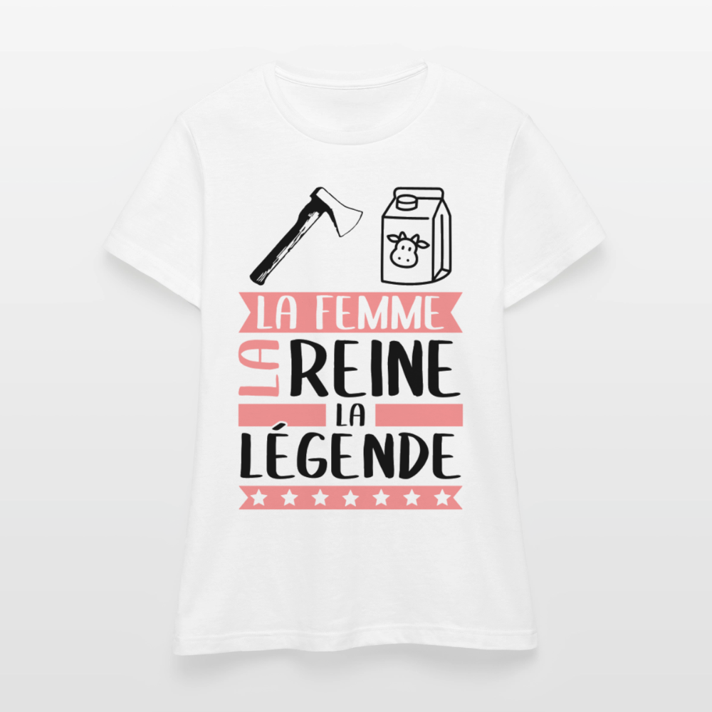 T-shirt femme coloris clair Ashley rébus – La femme, la reine, la légende - blanc
