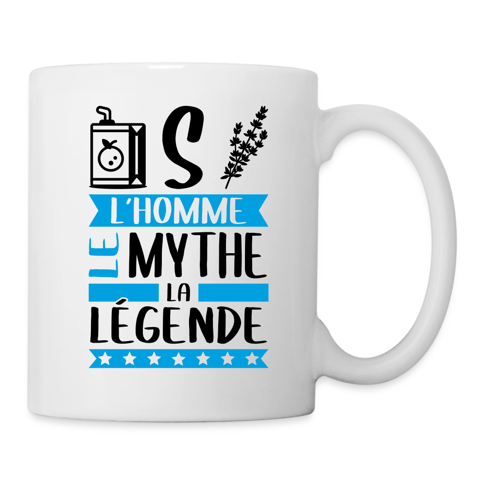 Mug blanc Justin rébus – L’homme, le mythe, la légende - blanc