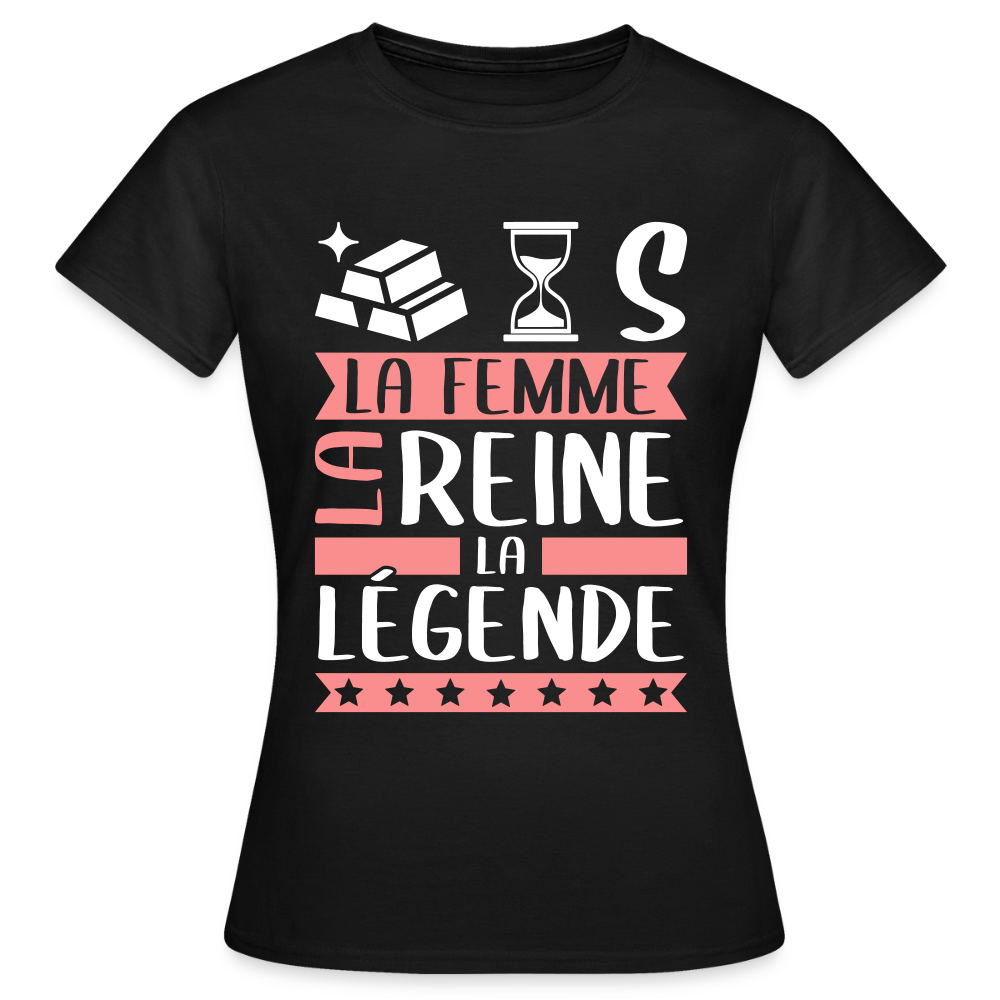 T-shirt femme Hortense rébus – La femme, la reine, la légende - noir