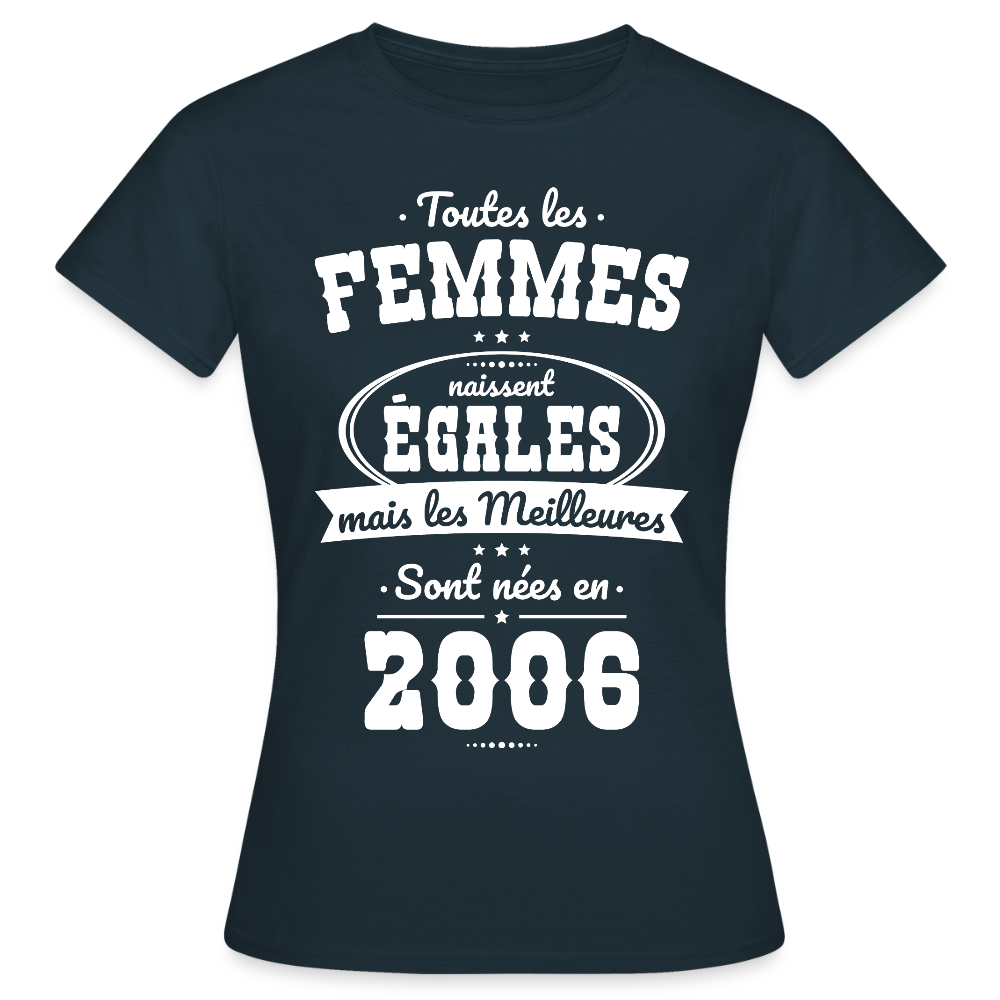 T-shirt anniversaire femme 20 ans – Les meilleures sont nées en 2006 - marine