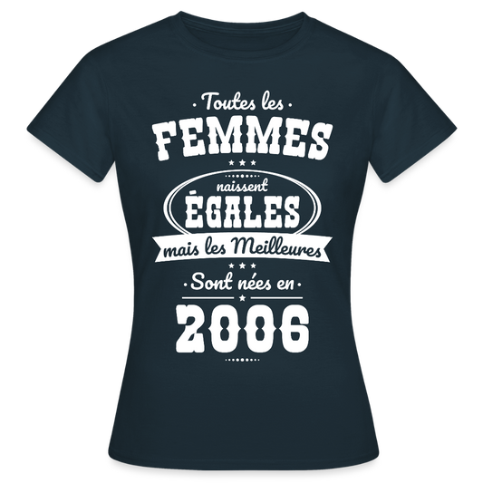 T-shirt anniversaire femme 20 ans – Les meilleures sont nées en 2006 - marine