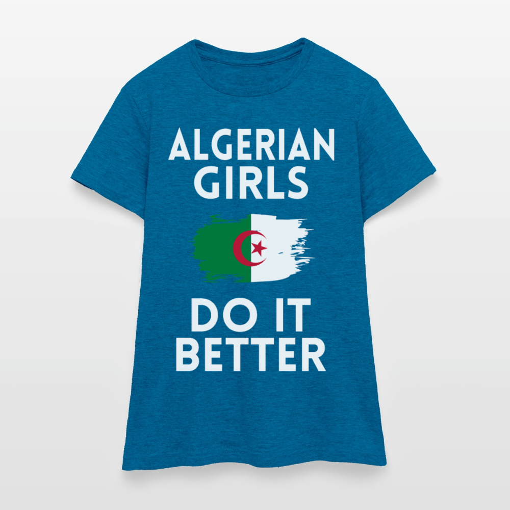 T-shirt femme - Algerian Girls Do It Better - bleu saphir antique chiné