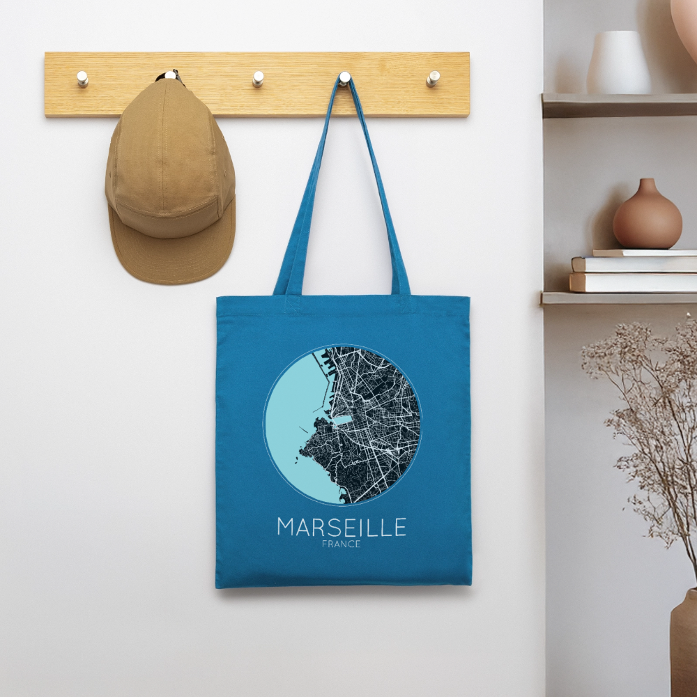 Tote Bag Marseille Bio – Plan de Marseille - bleu royal