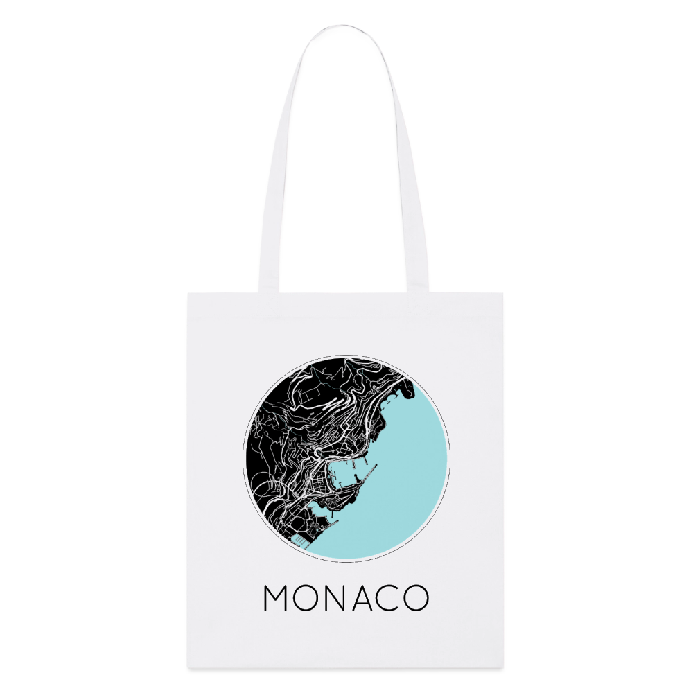 Tote Bag Monaco Bio Coloris Clair – Plan de Monaco - blanc
