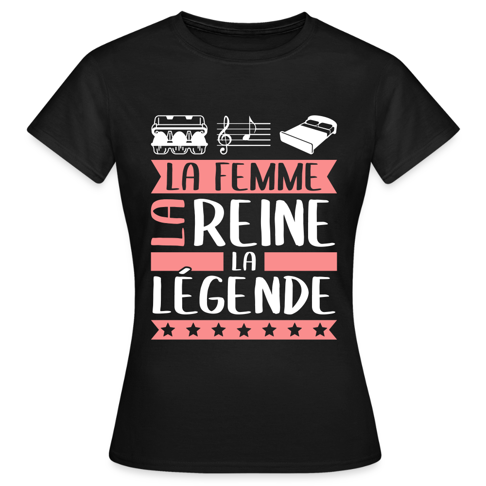 T-shirt femme Eulalie rébus – La femme, la reine, la légende - noir