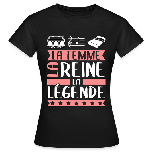 T-shirt femme Eulalie rébus – La femme, la reine, la légende - noir