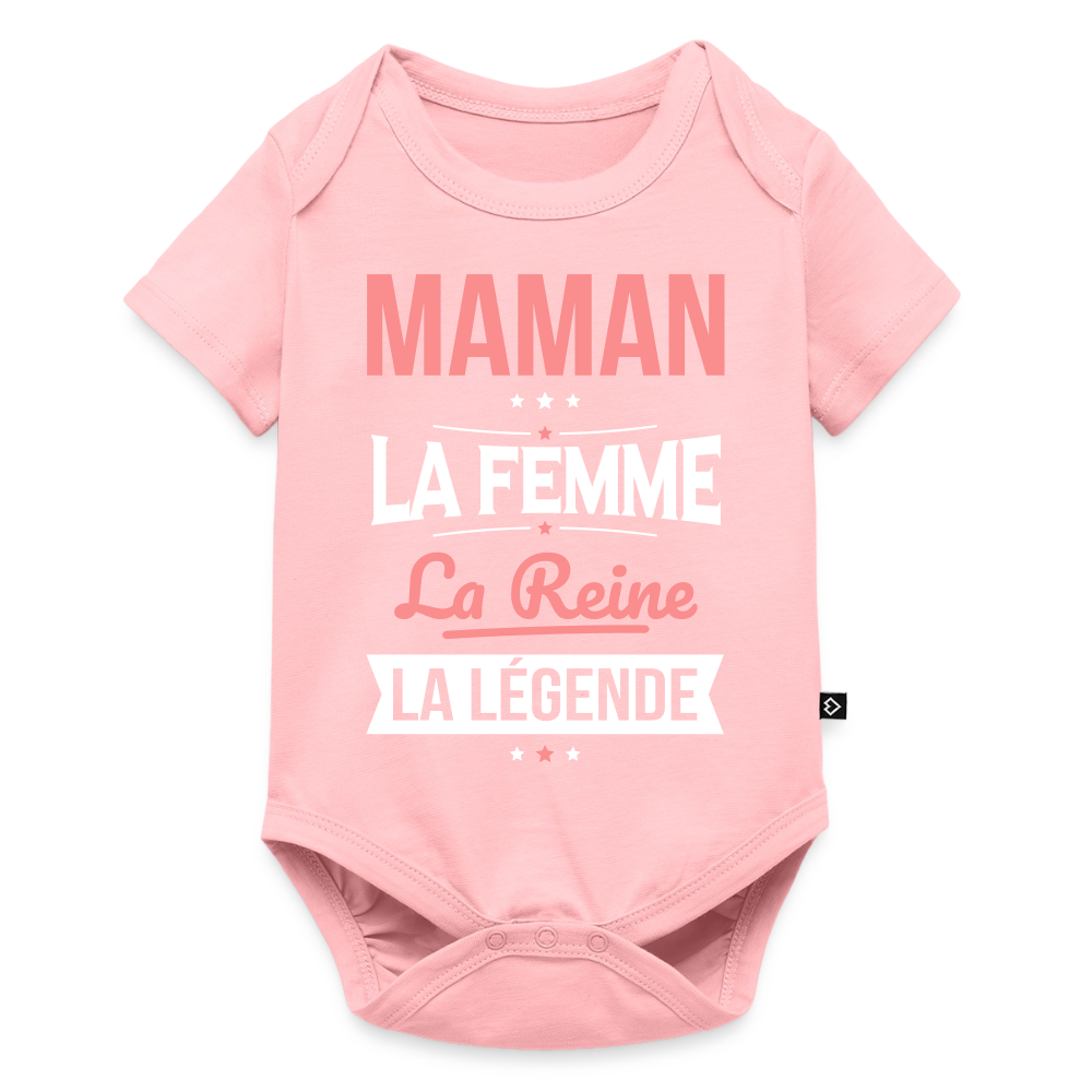 Body bébé bio manches courtes motif rose - Maman, femme, reine, légende - rose
