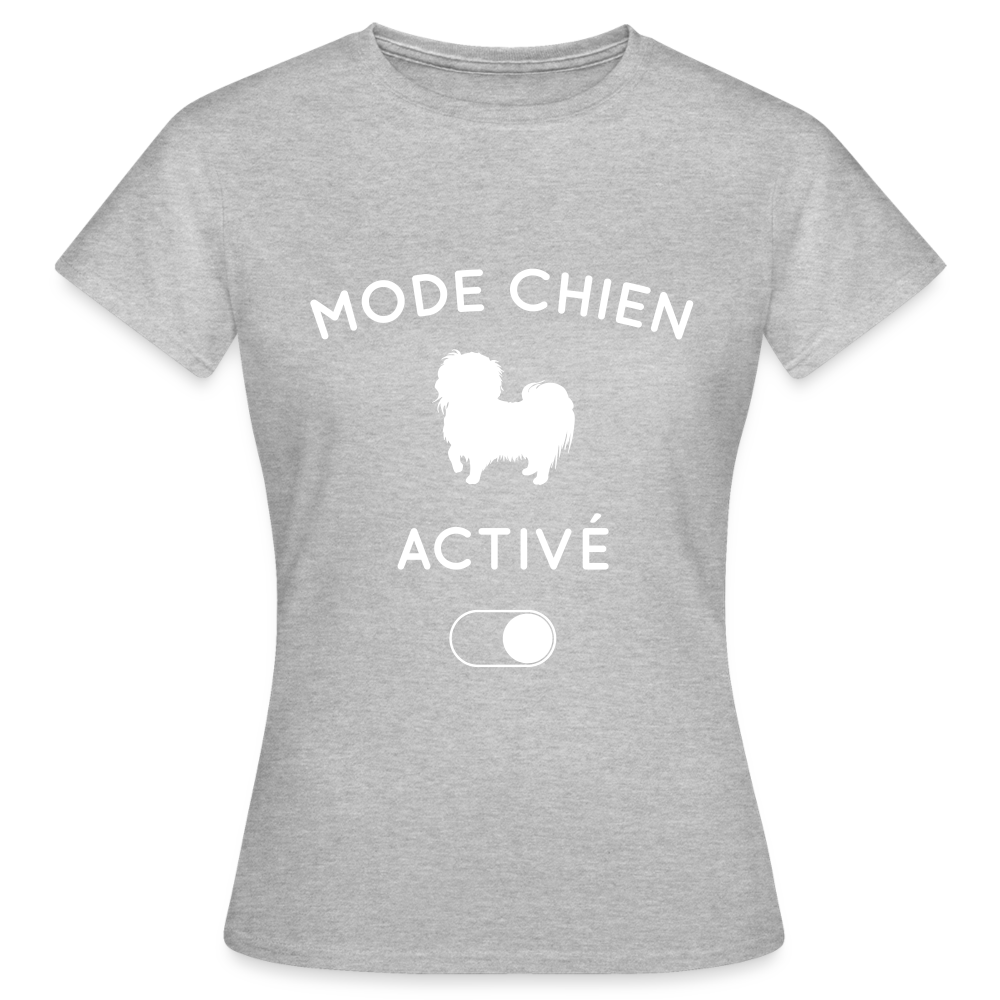 T-shirt Femme - Mode chien activé - gris chiné