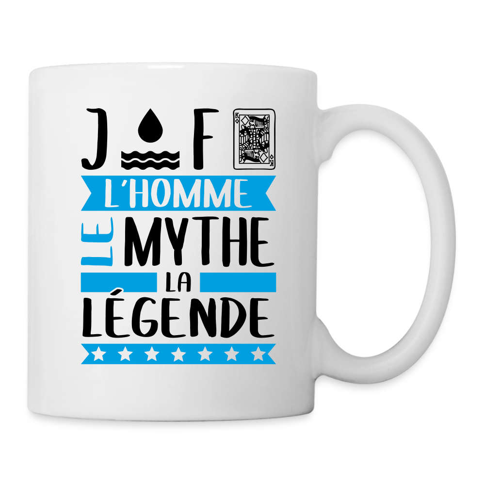 Mug blanc Geoffroy rébus – L’homme, le mythe, la légende - blanc