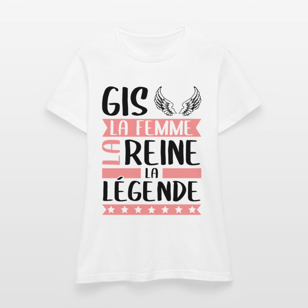 T-shirt femme coloris clair Gisèle rébus – La femme, la reine, la légende - blanc