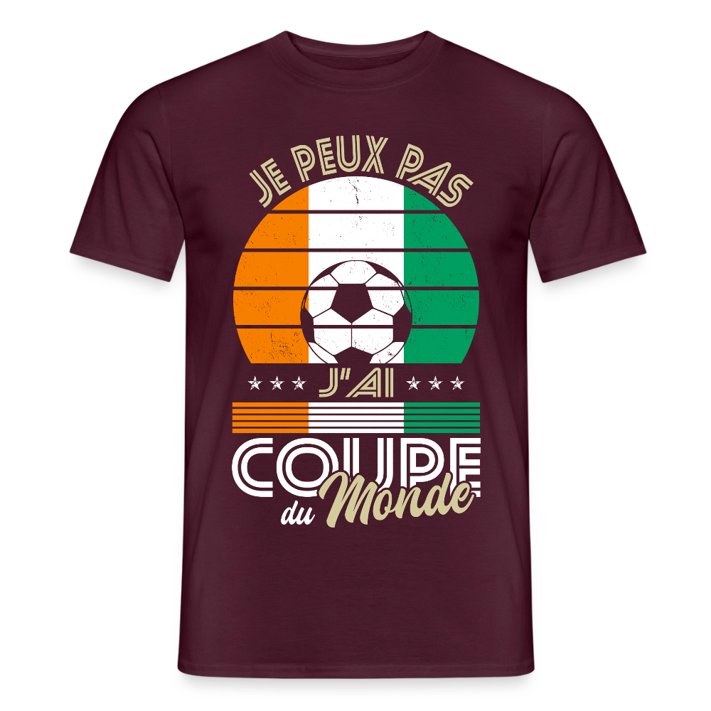 T-shirt Homme - Je peux pas j'ai Coupe du Monde - Côte d’Ivoire - rouge brique