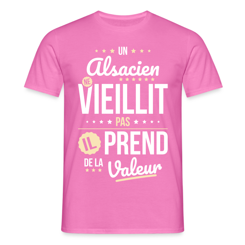 T-shirt Homme - Un Alsacien ne vieillit pas - rose