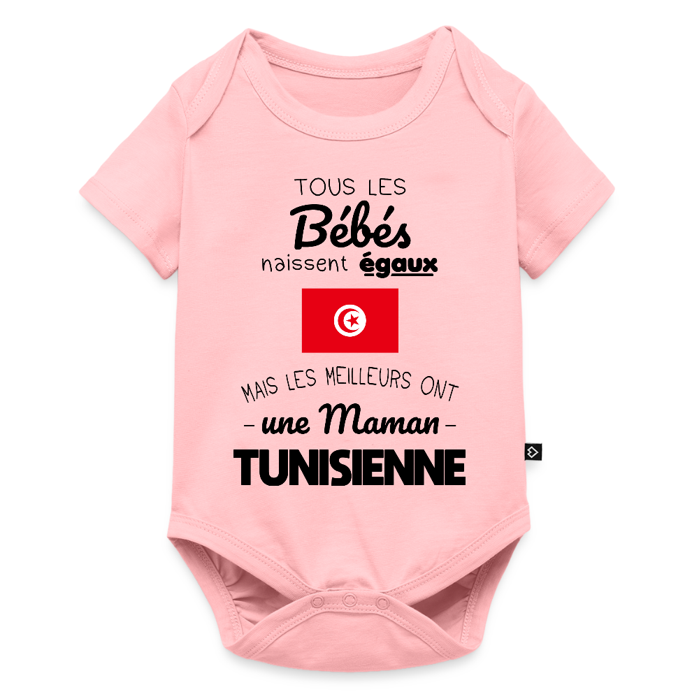 Body Bébé bio manches courtes - Les Meilleurs Ont Une Maman Tunisienne - rose