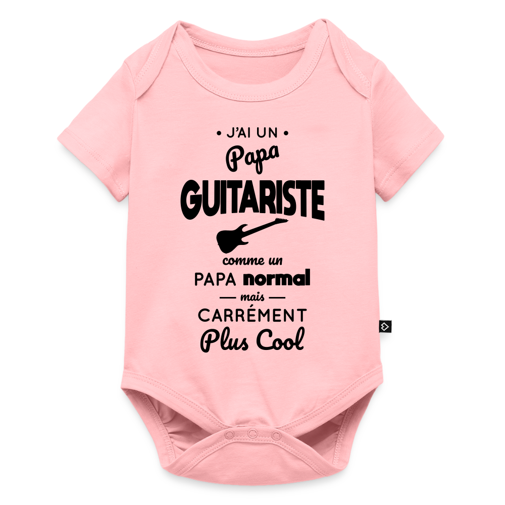Body Bébé bio manches courtes - J'ai un papa guitariste - rose
