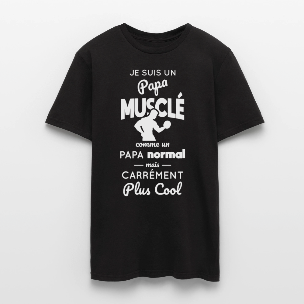T-shirt Homme - Papa musclé plus cool - noir