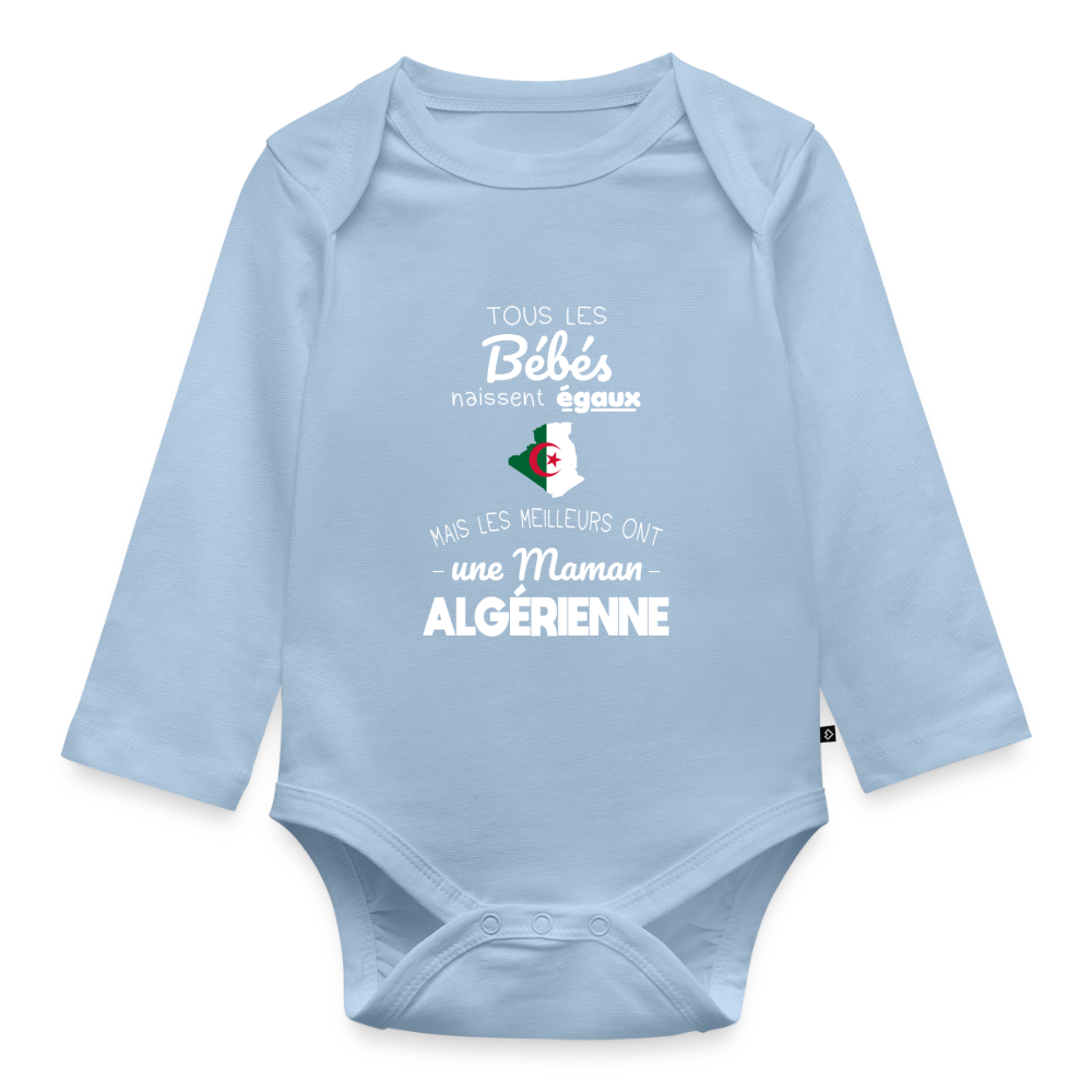 Body Bébé bio manches longues - Les Meilleurs Ont Une Maman Algérienne - bleu clair