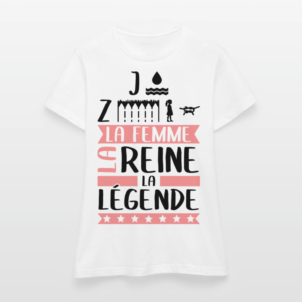 T-shirt femme coloris clair Joséphine rébus – La femme, la reine, la légende - blanc