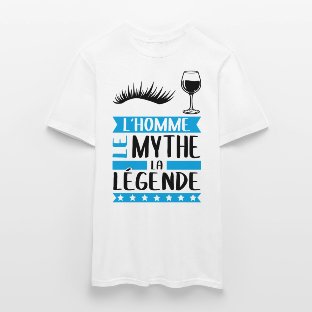 T-shirt homme coloris clair Sylvain en rébus – L’homme, le mythe, la légende - blanc