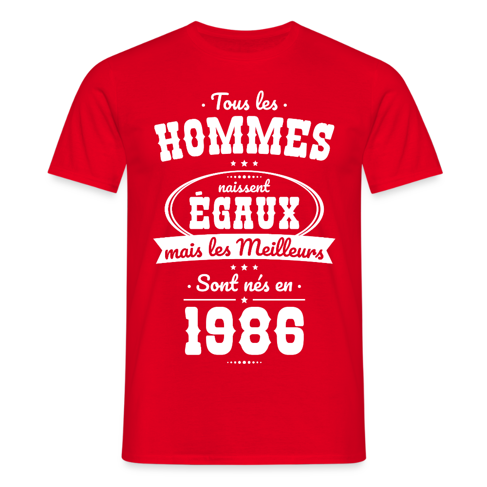 T-shirt anniversaire homme 40 ans – Les meilleurs sont nés en 1986 - rouge