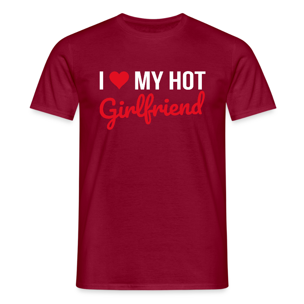 T-shirt Homme “I Love My Hot Girlfriend” – Idée cadeau Saint-Valentin - rouge brique