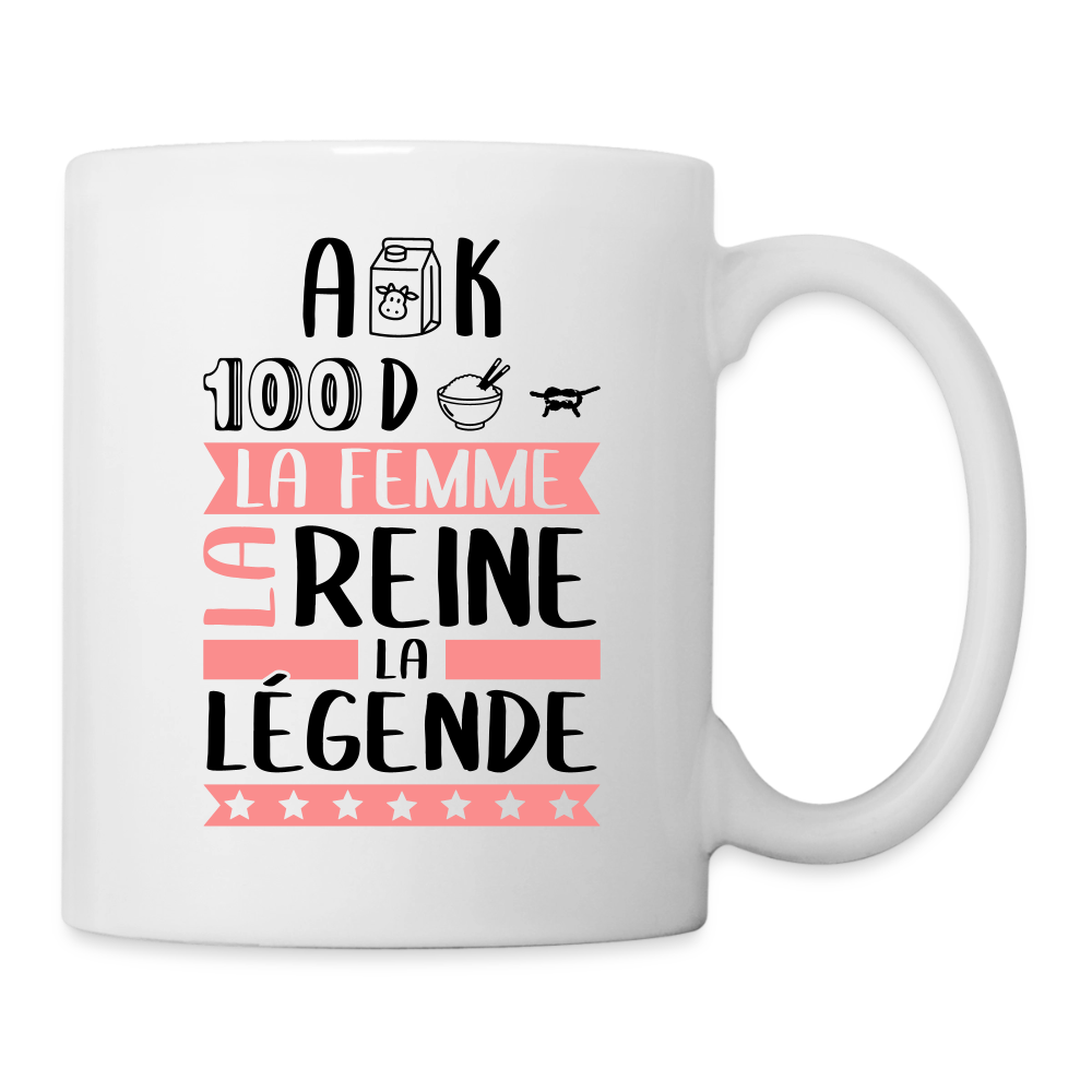 Mug blanc Alexandra rébus – La femme, la reine, la légende - blanc