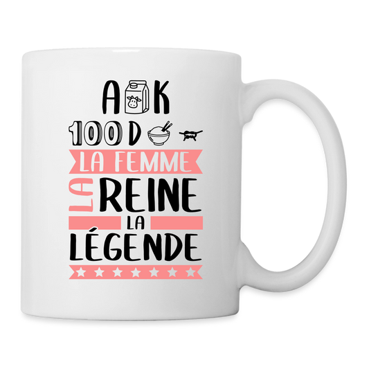 Mug blanc Alexandra rébus – La femme, la reine, la légende - blanc