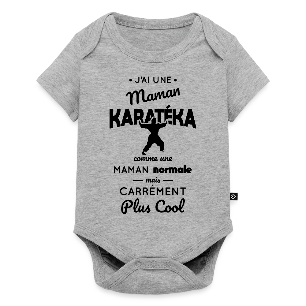 Body Bébé bio manches courtes - J'ai une maman karatéka - gris chiné