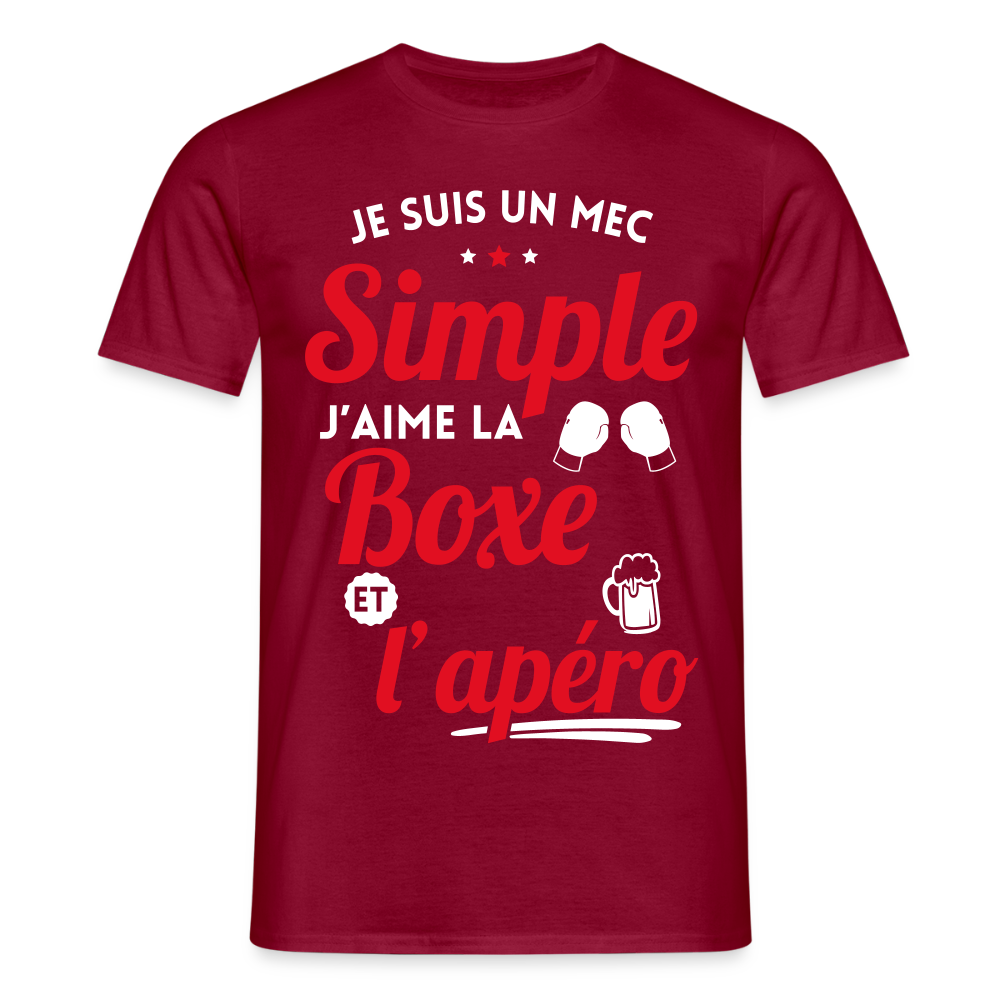 T-shirt Homme - J'aime la boxe et l'apéro - rouge brique