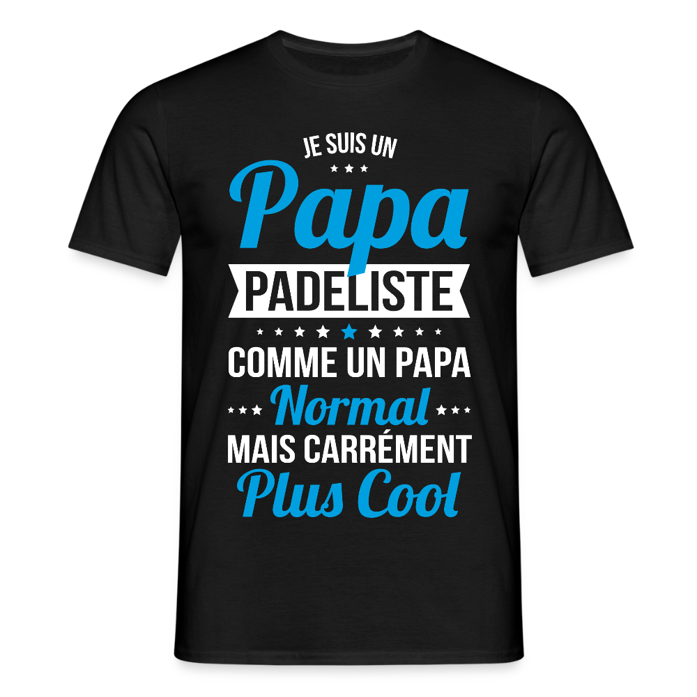 T-shirt Homme - Papa padeliste plus cool - noir