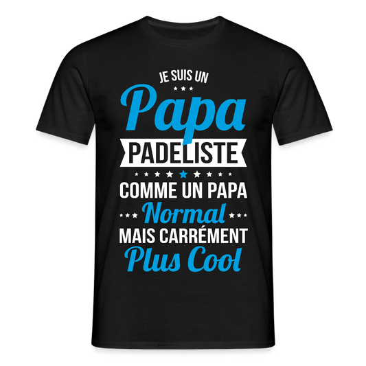 T-shirt Homme - Papa padeliste plus cool - noir
