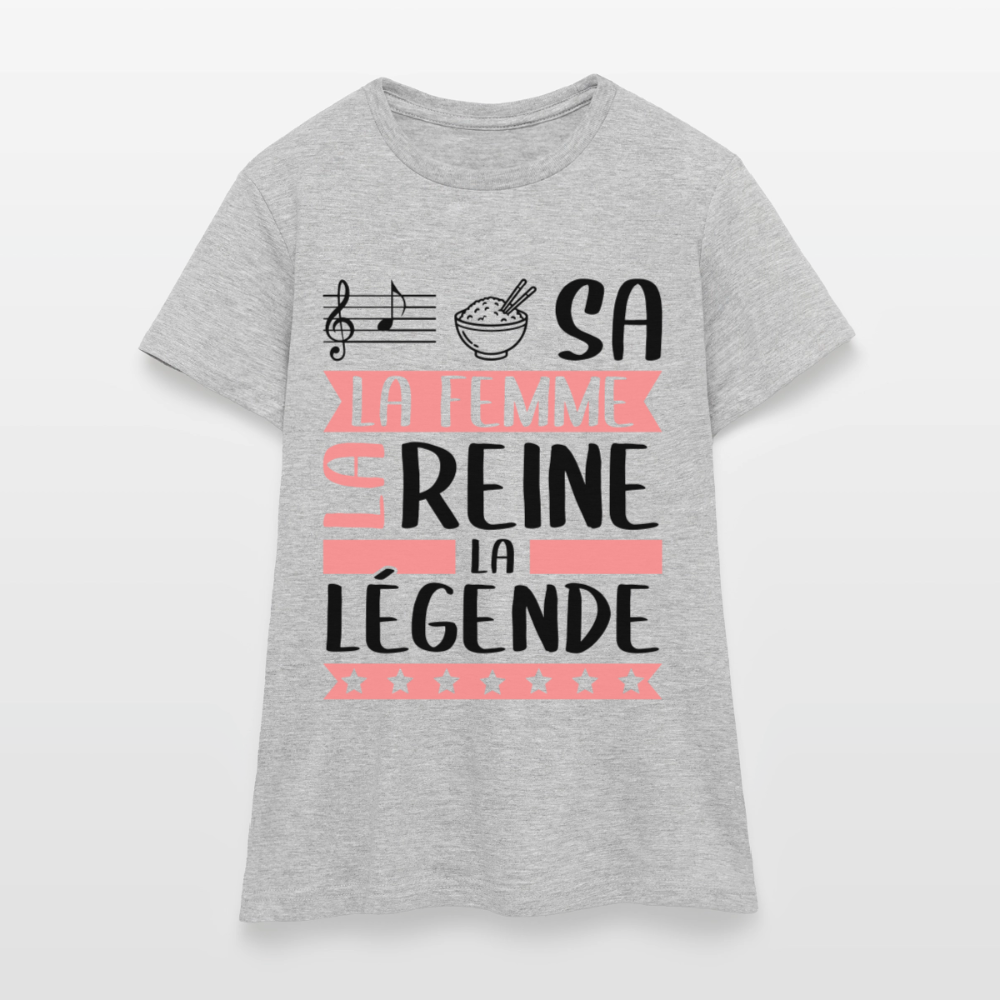 T-shirt femme coloris clair Larissa rébus – La femme, la reine, la légende - gris chiné