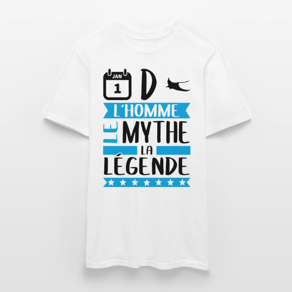 T-shirt homme coloris clair André rébus – L’homme, le mythe, la légende - blanc