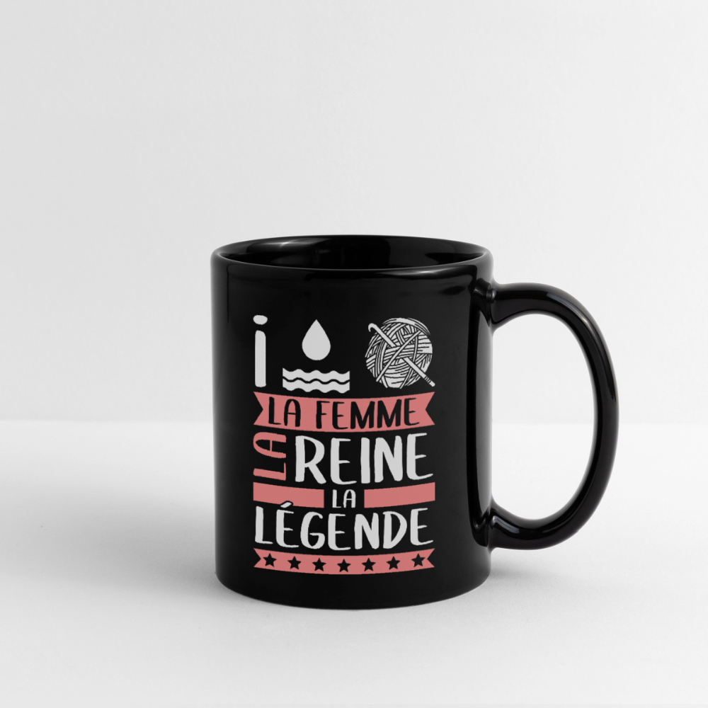 Mug uni Yolaine rébus – La femme, la reine, la légende - noir