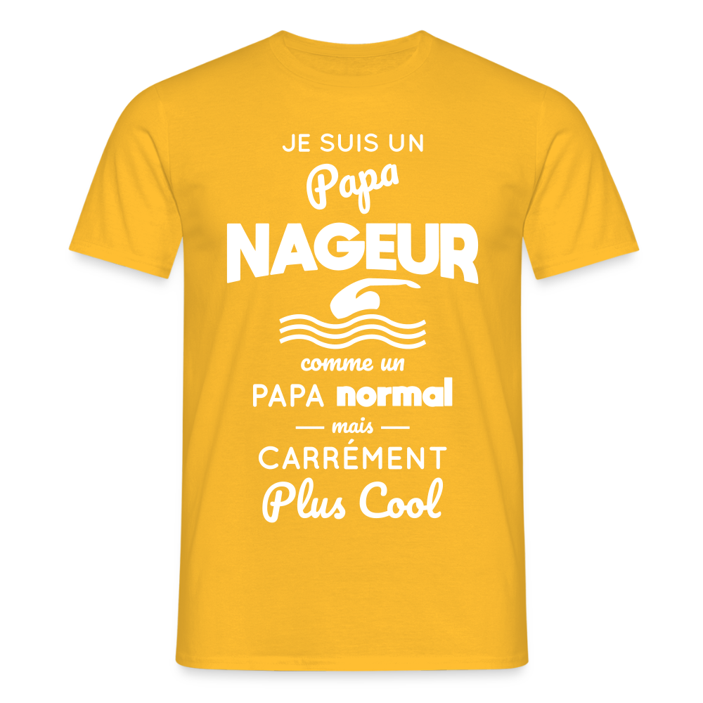 T-shirt Homme - Papa nageur plus cool - jaune
