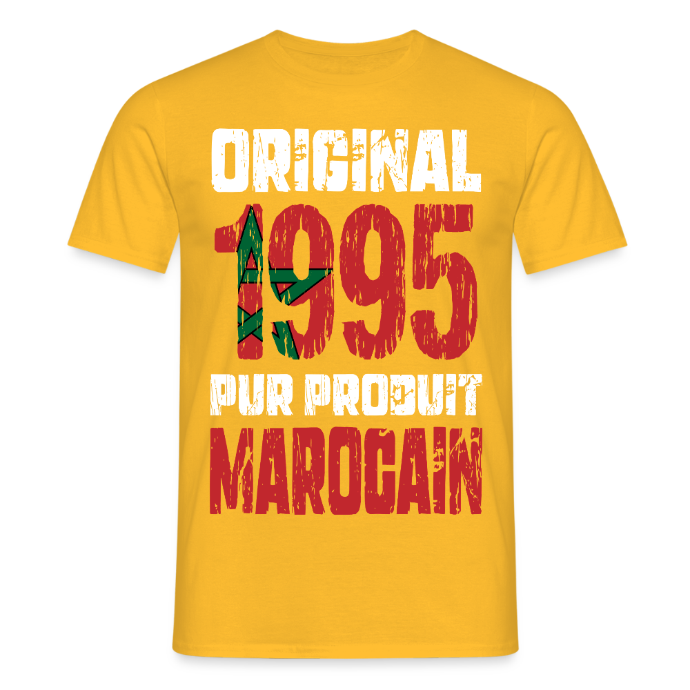T-shirt Homme - Anniversaire 30 Ans - Original 1995 - Pur produit Marocain - jaune
