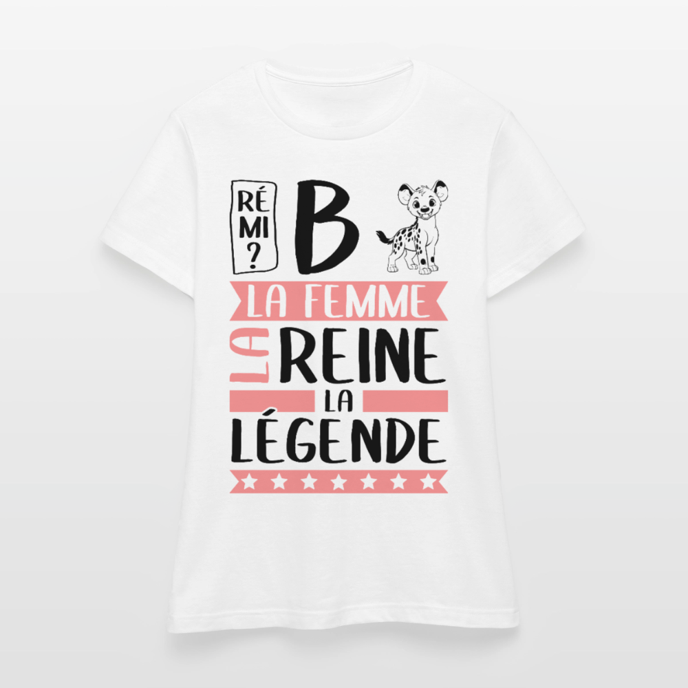 T-shirt femme coloris clair Fabienne rébus – La femme, la reine, la légende - blanc