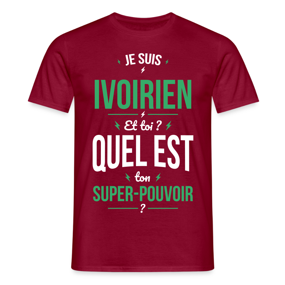 T-shirt Homme - Je suis Ivoirien - Super-pouvoir - rouge brique