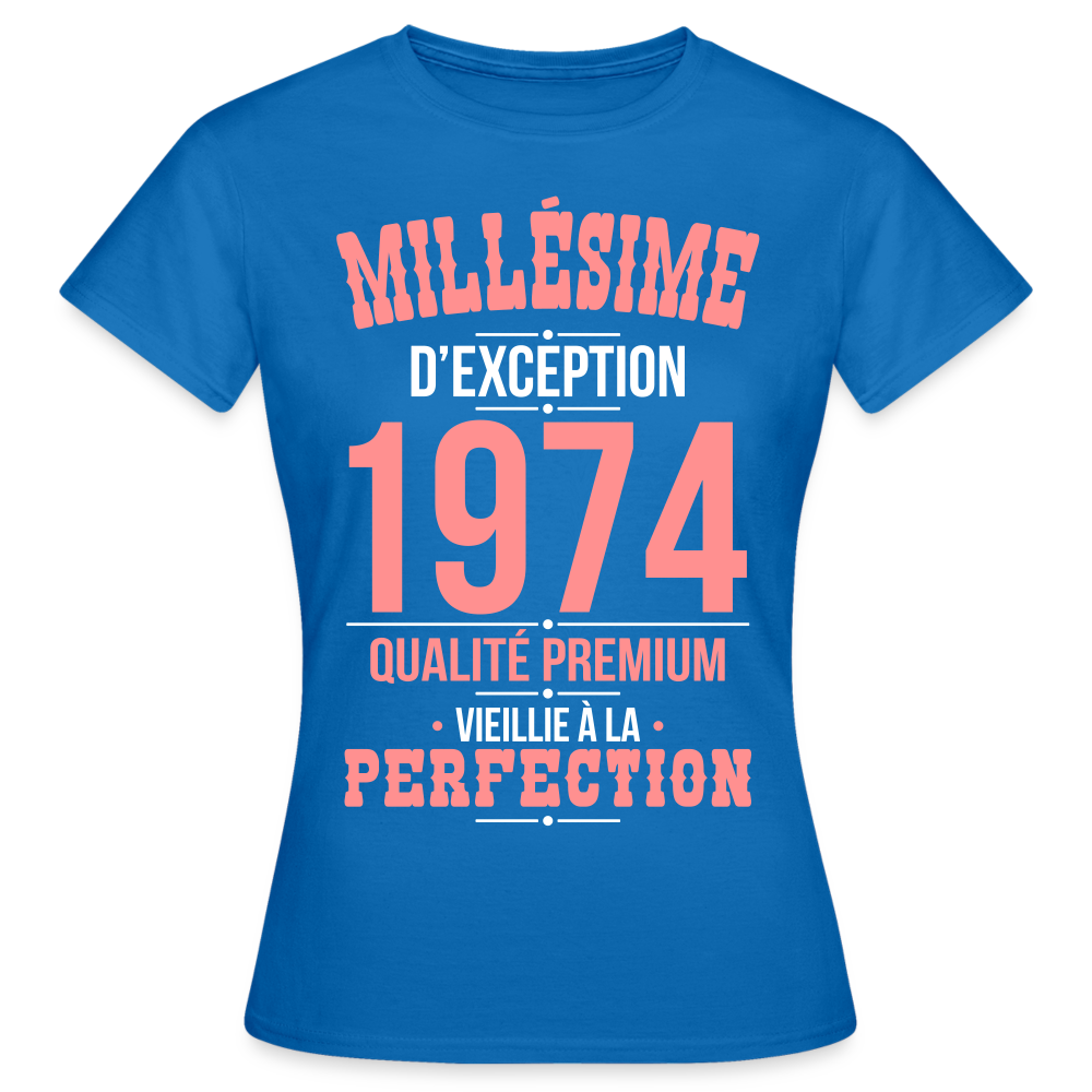 T-shirt Femme - Anniversaire 51 Ans - Millésime 1974 - bleu royal