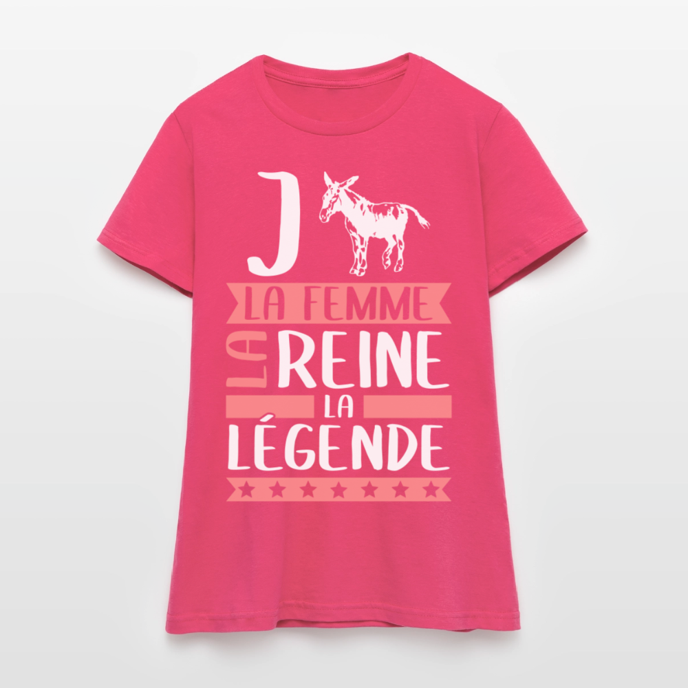 T-shirt femme Jeanne rébus – La femme, la reine, la légende - rose azalée