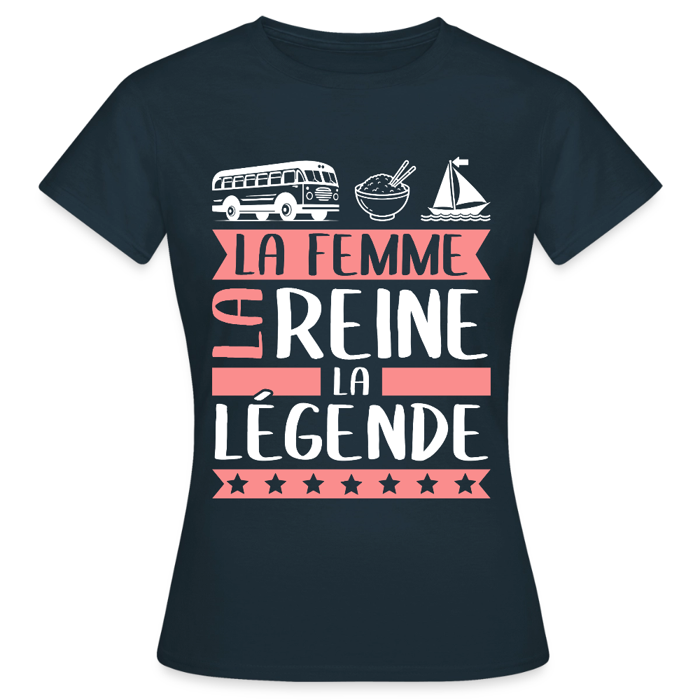 T-shirt femme Karima rébus – La femme, la reine, la légende - marine